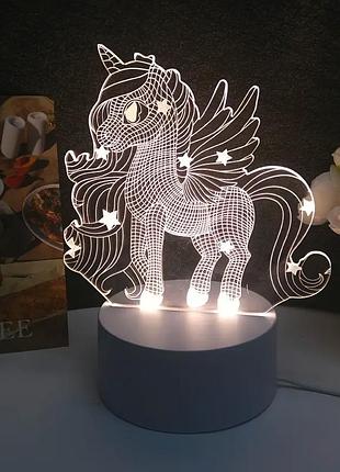 Настільний 3d led нічник vhg t2, white (принцеса єдиноріг)