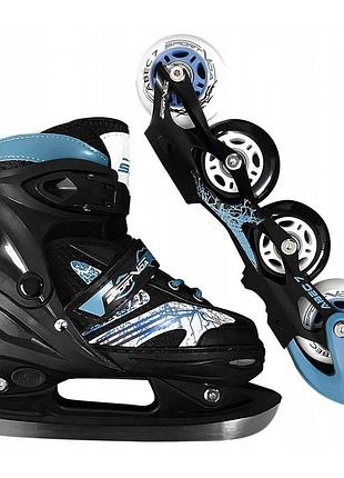 Роликовые коньки sportvida 4 в 1 sv-lg0019 size 31-34 black/blue