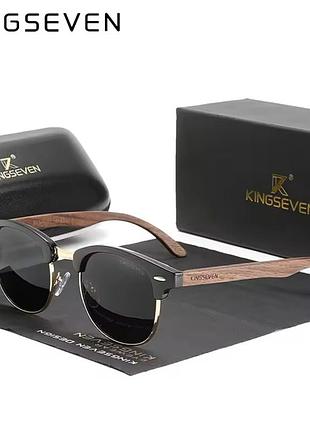 Брендові жіночі сонцезахисні поляризаційні окуляри kingseven wood green/ очки мужские солнцезащитные зелені