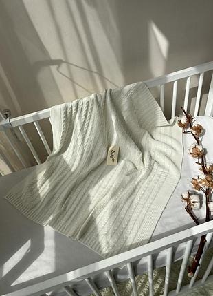 Плед вязаный молочный турция 100*80 см(р)