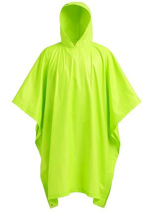 Дождевик-пончо многоразовый туристический для охоты, рыбалки на липучке с капюшоном lu-029m салатовый