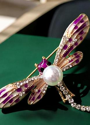 Брошка жіноча біжутерія комахи 6*4 см стрікоза