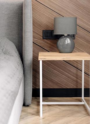 Журнальные столики лофт маленький размер s из дсп, оригинальные дизайнерские столики дуб белый