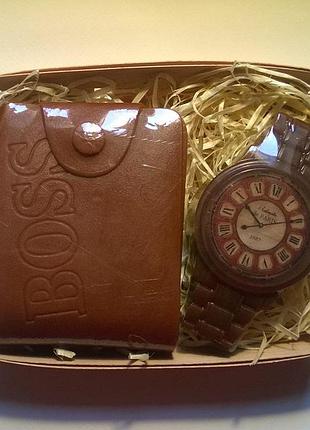 Подарунковий набір сувенірного мила портмоне і годинник мило ручної роботи