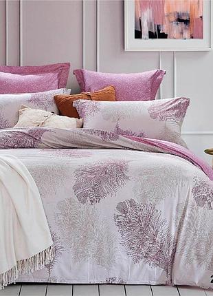 Постельное белье розовое перышко, ранфорс, евро размер