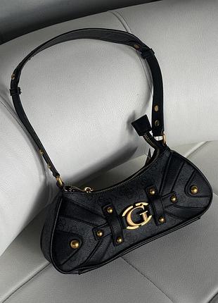 Брендовая женская багетная сумка из кожи гесс городская кожаная сумочка багет guess сумка для девушки через плечо