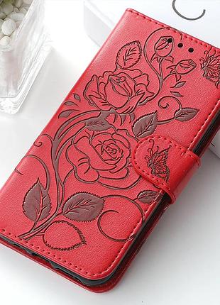 Чехол книжка с узором для xiaomi redmi 9т чохол-книжка на редмі 9т красный