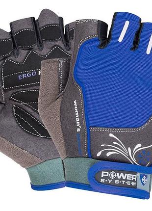 Перчатки для фитнеса power system ps-2570, женские, s (охват 16-18 см), экокожа, синие - комфорт и защита