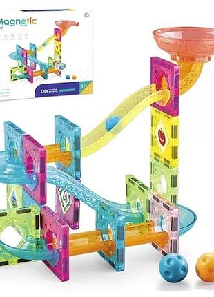 Конструктор магнитный magnetic diy 47 элементов с шариками разноцветный