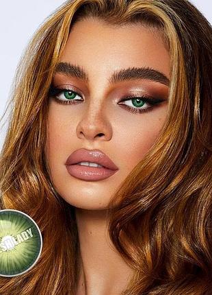 Линзы цветные для глаз зеленые new york green. подходят для светлых глаз