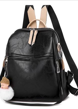Рюкзак жіночий високоякісна еко шкіра чорний( 6307 )