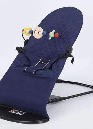 Детский шезлонг-качалка baby balance с игрушкой синий