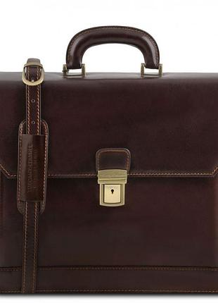 Кожаный мужской портфель на два отделения napoli tuscany leather tl141348 (темно-коричневый)