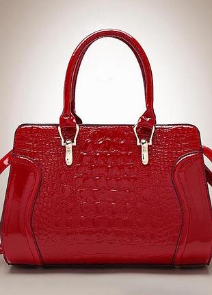 Сумка женская высококачественная эко кожа лаковая красный( 0478 )