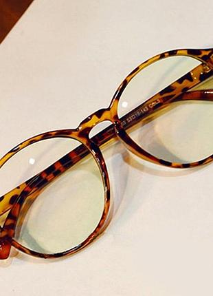 Іміджеві великі круглі окуляри з анти відблиском леопард