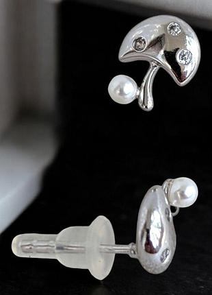 Маленькие сережки-гвоздики xuping сережки пуссеты медицинское золото бабочка ксюпинг 0.5*0.5 см сріблястий