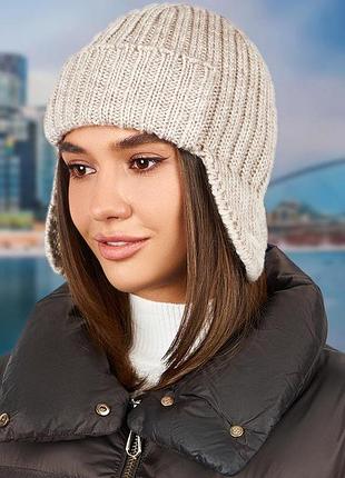 Шапка-ушанка «хэлмет» (4784) светлый кофе
