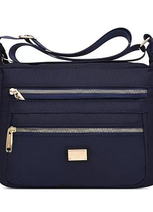 Женская черная сумка нейлоновая с плечевым ремнем