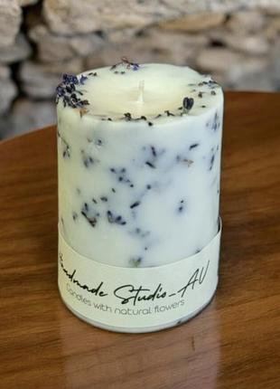 Прованский уют – свеча с лавандой, соевый воск, 9*6,5 см, с ароматом сандал, 45 часов горения