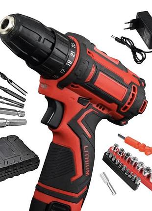 Шурупокрут krafftec 24v акумуляторний дриль із насадками та кейсом універсальний інструмент для ремонту та збирання меблів