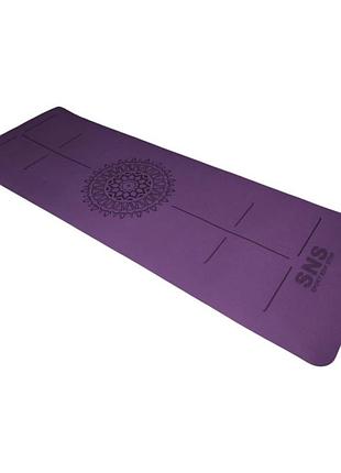 Коврик для йоги sns солнце с разметкой purple/black