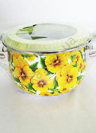 Каструля емаль анютині глазки 2л. forkopt