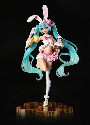 Уценка! фигурка хацунэ мику (hatsune miku) 23 см – аниме-кукла с ушками кролика, коллекционная модель
