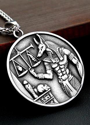 Готический кулон анубис с цепочкой, нержавеющая сталь - мужское ожерелье 4,9×4,9 см