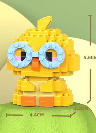 Конструктор желтая уточка в очках 124 детали (микроблоки, совместим с лего)