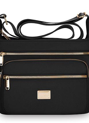 Жіноча чорна сумка нейлонова з плечовим ременем