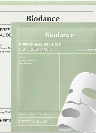 Ночная гидрогелевая маска biodance refreshing sea kelp real deep mask 34 г х 4 шт
