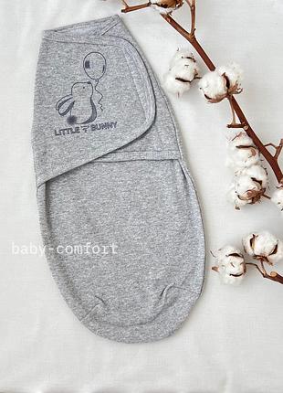 Европеленка baby comfort теплая футер серая на липучке зайка