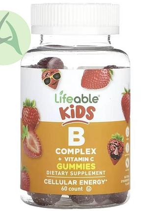 Lifeable, витамины группы b и c для детей, клубника, 60 жевательных таблеток