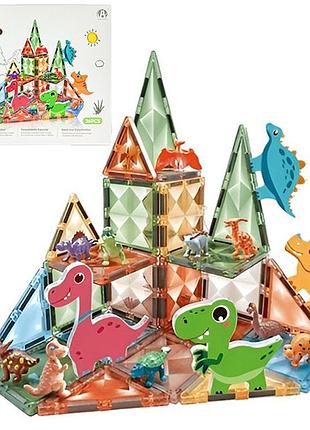 Конструктор магнитный magnetic diy 36 элементов динозавры разноцветный