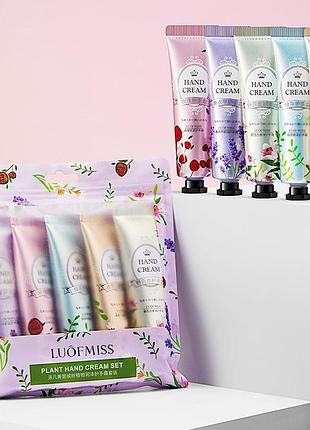 Набір кремів для рук luofmiss 5 шт * 30г з екстрактом лілії, ванілі, троянди, зеленого чаю, лаванди