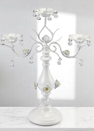 Подсвечник на 3 свечки с кристаллами (50 см.) elisey