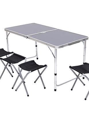 Розкладний стіл + 4 стільці кемпінговий набір для пікніка, риболовлі, відпочинку, туризму чорний jy-12060b