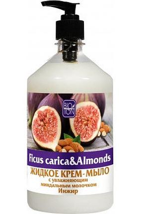 Жидкое крем-мыло bioton «ficus carica & almonds» инжир с увлажняющим миндальным молочком 1л. с дозатором