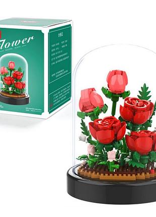 Конструктор blocks building квітка в колбі червоні троянди