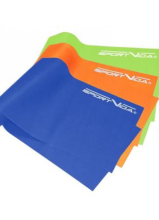 Лента-эспандер sportvida flat stretch band 3 шт 120 х 15 см 0-15 кг для спорта и реабилитации sv-hk0183