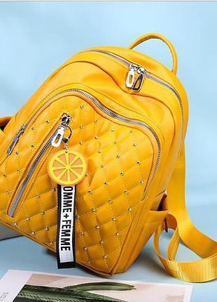 Рюкзак женский высококачественная эко кожа светло оранжевый( 6314 )