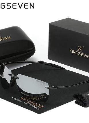 Брендові чоловічі сонцезахисні поляризаційні окуляри kingseven дзеркало silver / очки мужские солнцезащитные