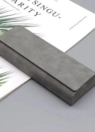 Жесткий футляр для очков складной pu кожа, серый, защита для солнцезащитных и обычных очков 15*6 см