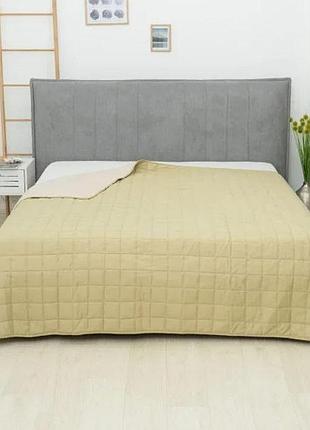 Покрывало двухстороннее дуэт, размер 140*210см бежево-фісташковий