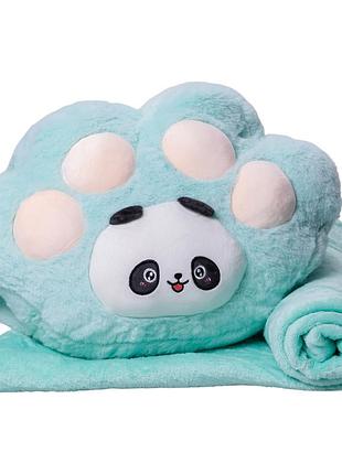 Мягкая игрушка-подушка с пледом внутри панда 120×160 (см) мятный colorful home 5616-66m