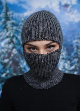 Зимняя балаклава - шапка (4780) темно-серый