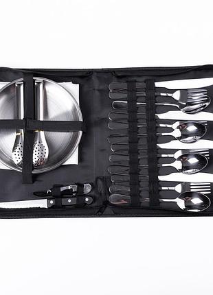 Набор посуды для пикника на 4 персоны 24 предмета серебристый hp-21-1