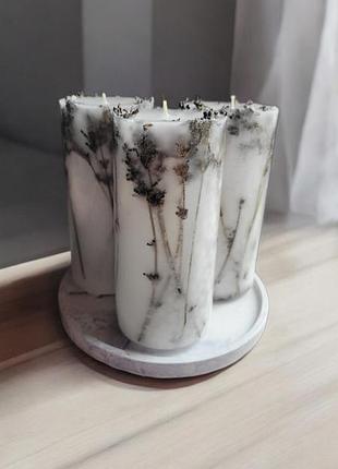 Лавандовий набір свічок "природна гармонія", 14*6,5см на підставці, з ароматом бергамот