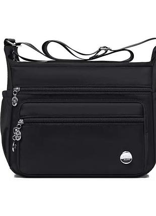 Женская нейлоновая сумка черная на плечо