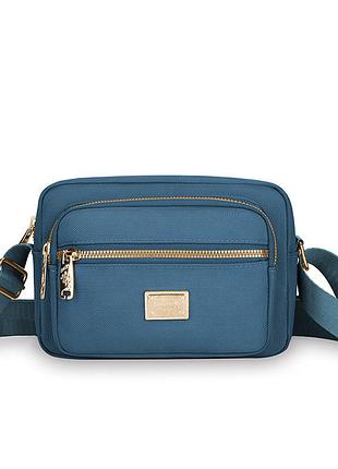Жіноча бірюзова сумка нейлонова з плечовим ременем